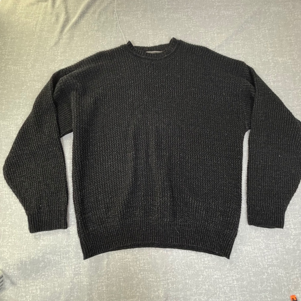 VTG David Taylor Mens Black Knit Crewneck Sweater XLT Made in USA Acrylic